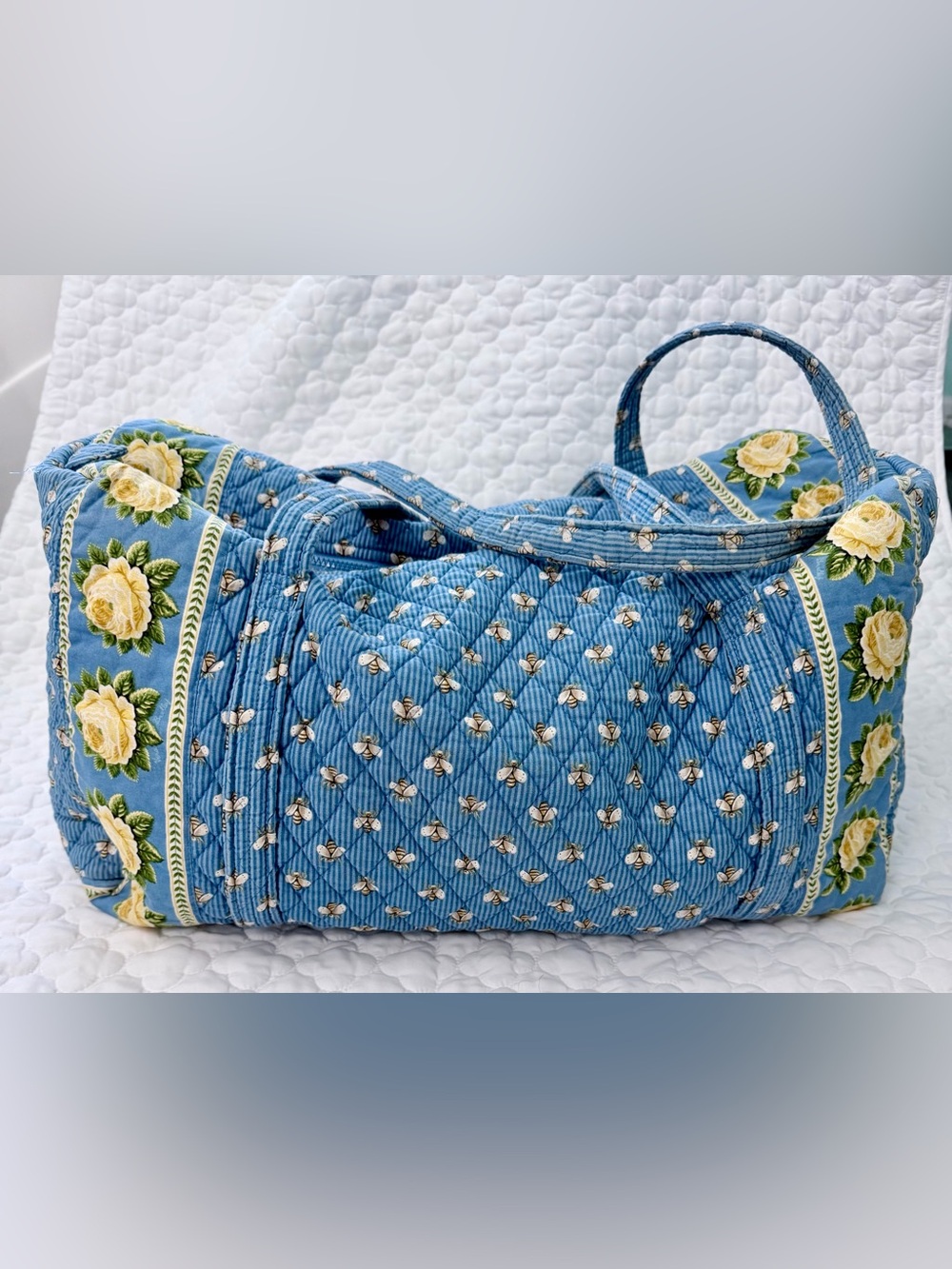Vera Bradley duffle bag with yellow roses and bees